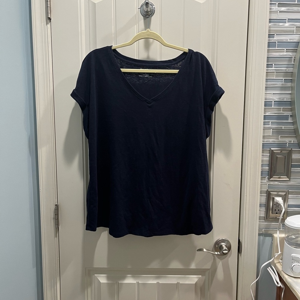 Talbots Navy Blue Knit Top with cuffed Dolman sleeves. Size 2X